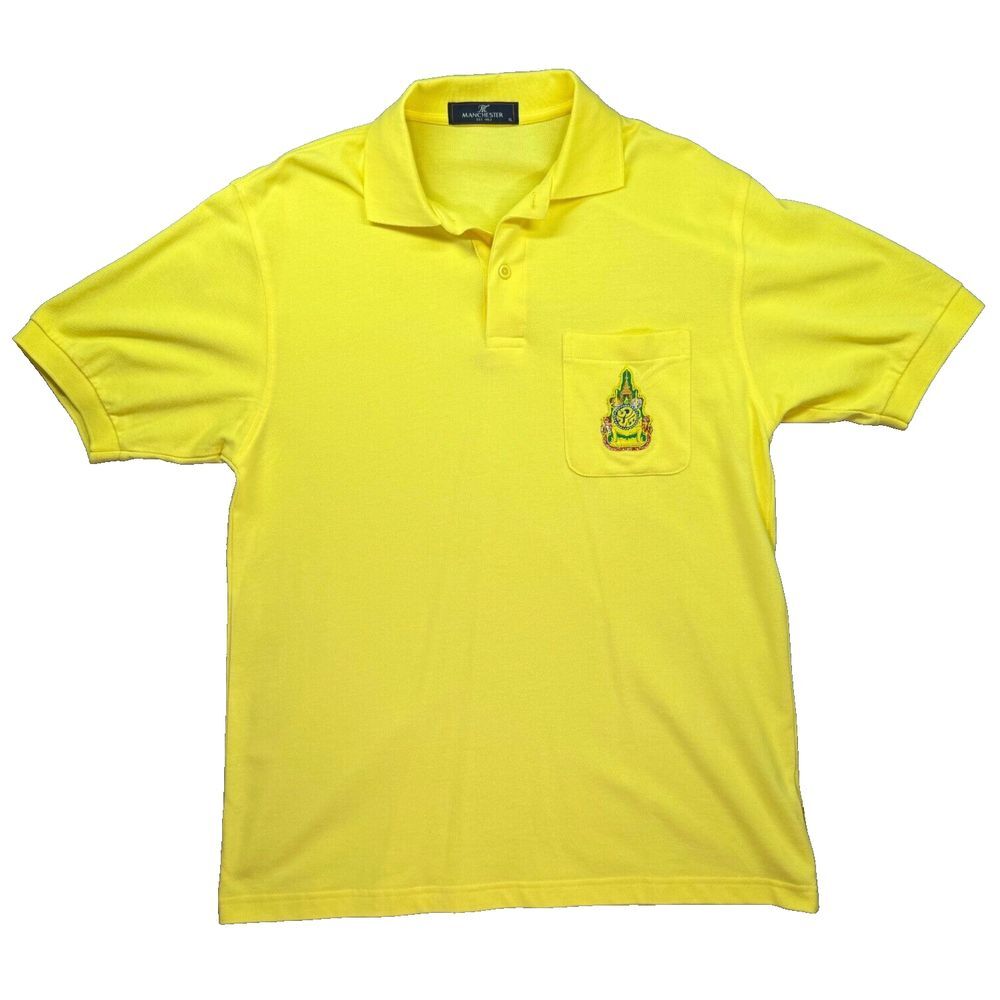 Manchester Polo Shirt Mens XL Thailand King Bhumibol‎ Rama IX Memorial Yellow